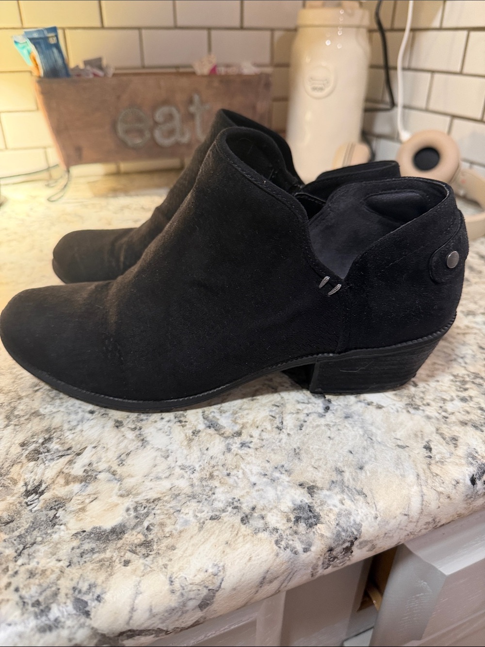 Dr. Scholl's Black Suede Low Heel Ankle Booties